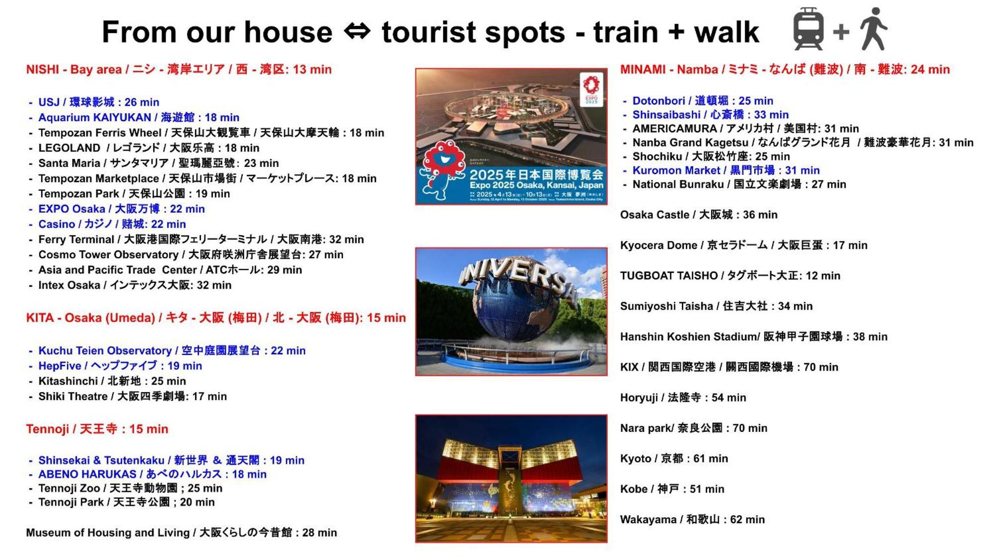 Usj 22min,kaiyukan 11min,kyocera Dome 8min,solaniwa Onsen 5min,direct 2 Kix,kaiyukan,osaka,nara,osaka Castle Appartement Ōsaka